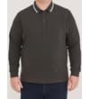 Thumbnail Charcoal marl long sleeve polo shirt, front view on model.